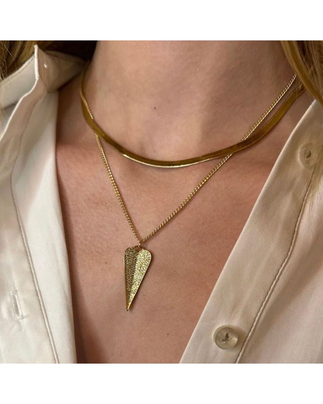 Rachel Nathan Metallic Pavé Love Necklace