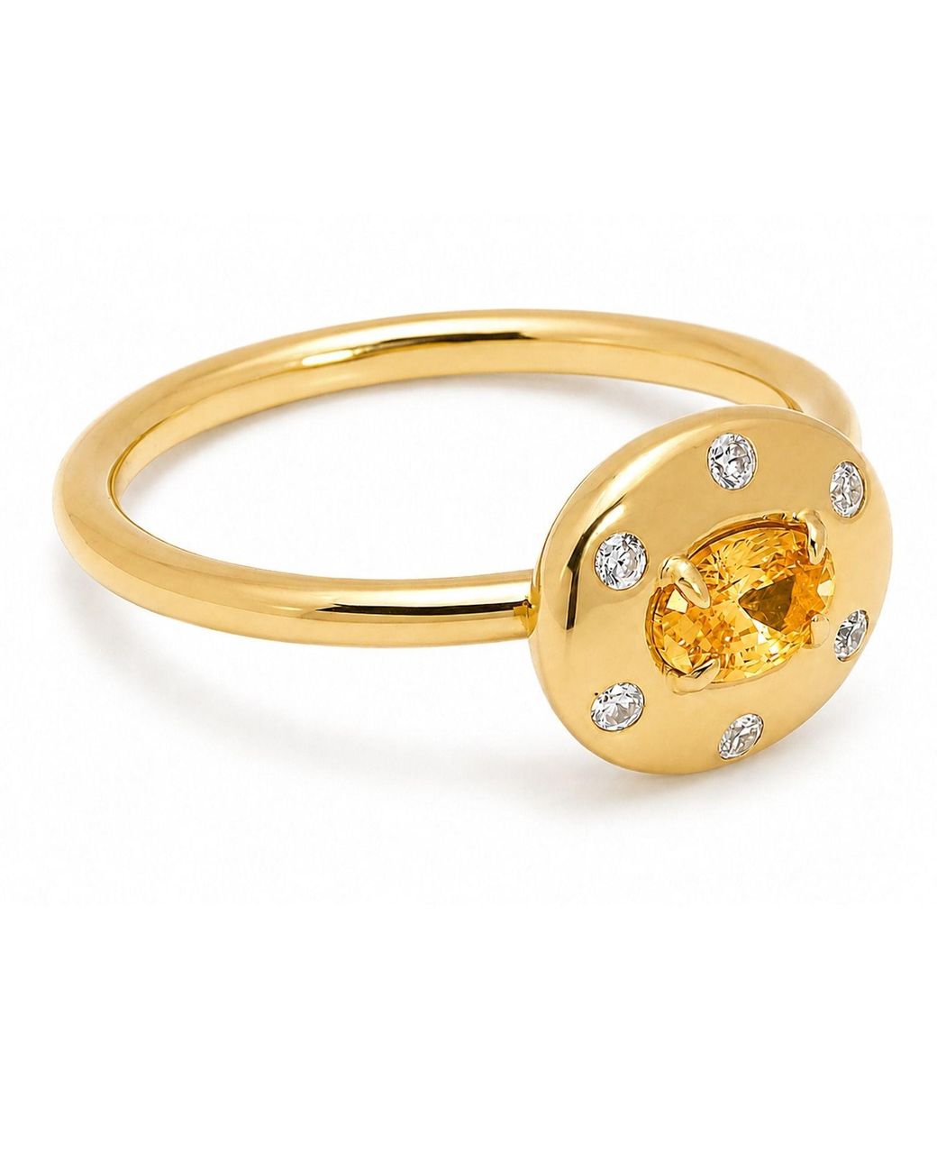 Belinda Jewelz Metallic Citrine Oval Birthstone & Accent Stone Ring