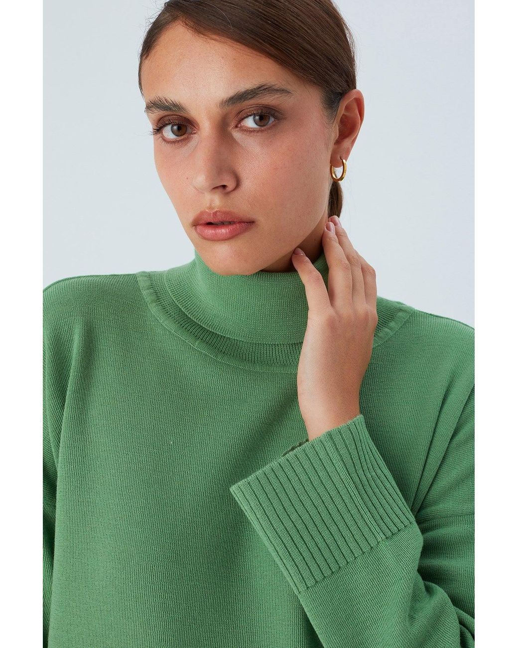 Peraluna Green Wide Roll Neck Knitwear Pullover