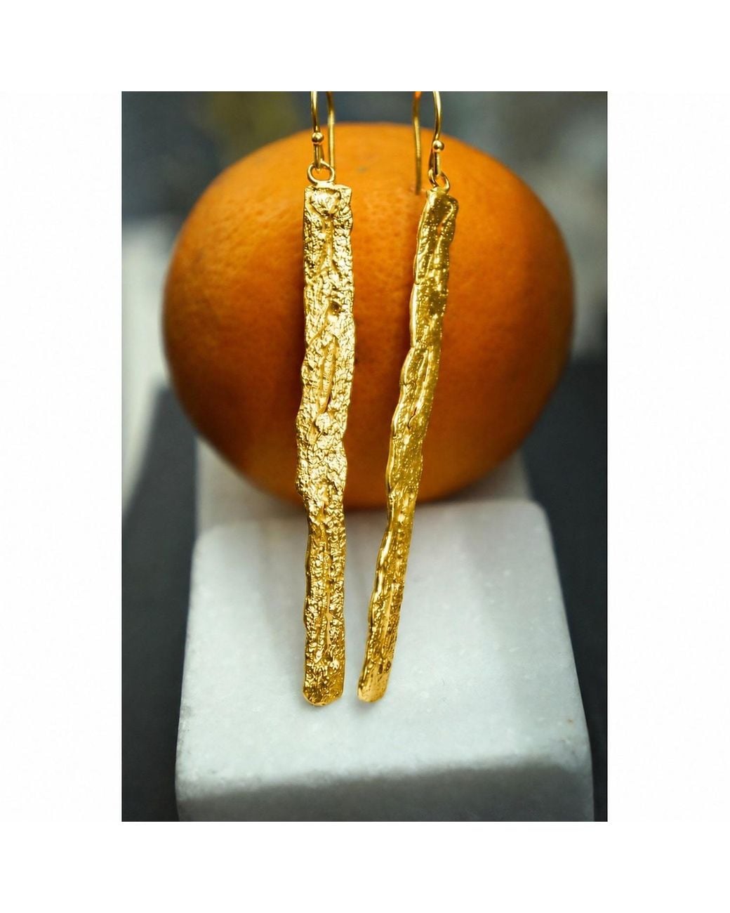 Mother Nature Jewelry Metallic Tree Bark Earrings, Handmade Statement Dangles