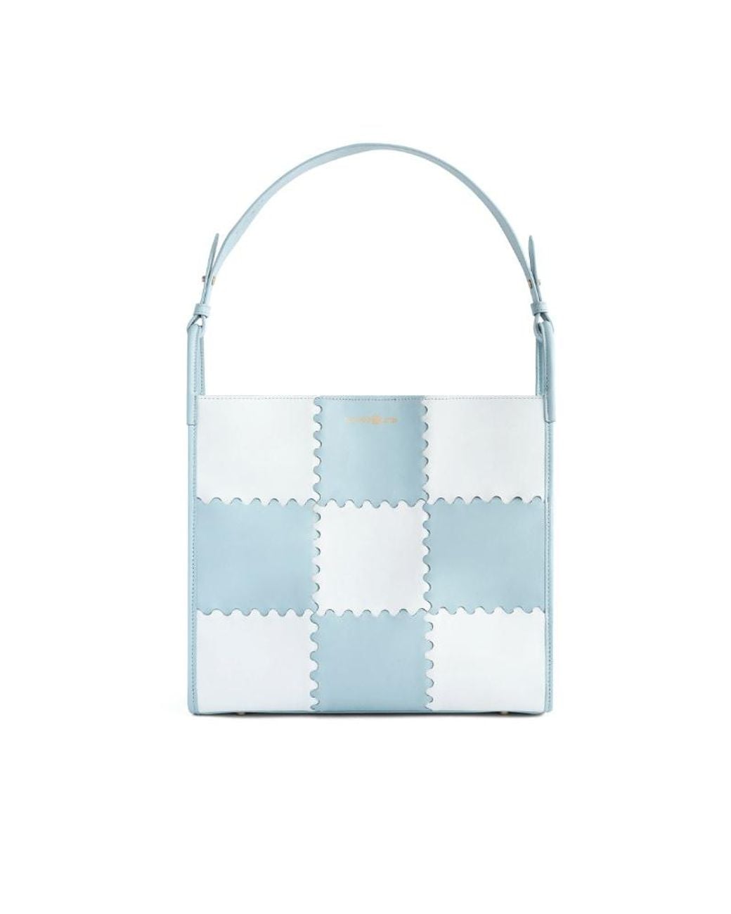 Orange Cube Blue Large Mosaic Square Stitch Tote Bag