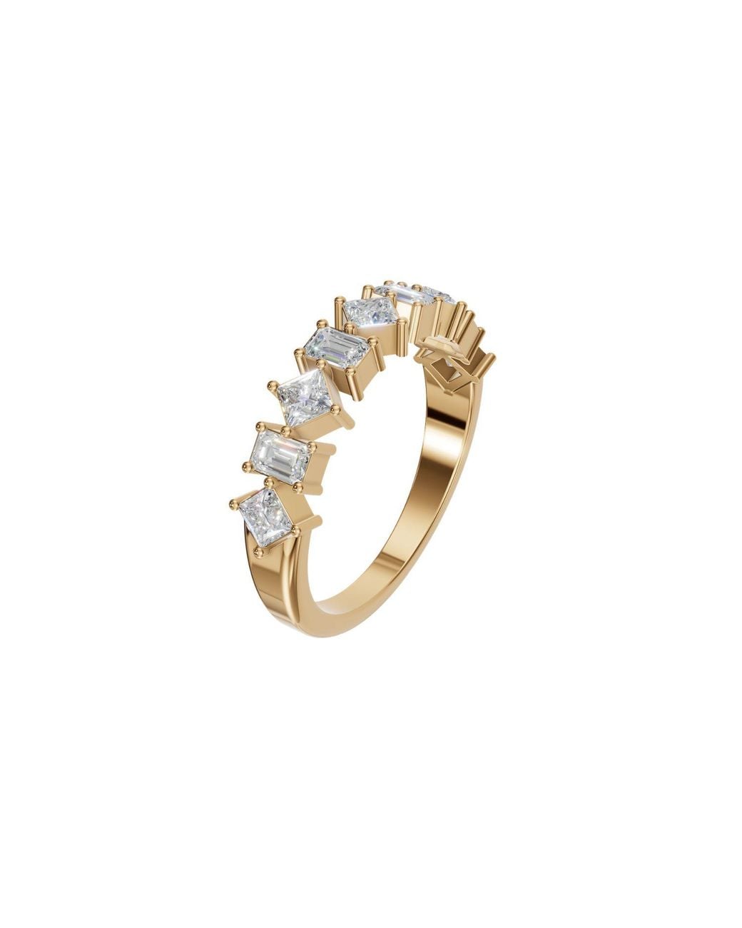 Aya Fine Jewelry Metallic Nova Princess & Emerald Cut Geometric Lab Grown Diamond Stacking Band