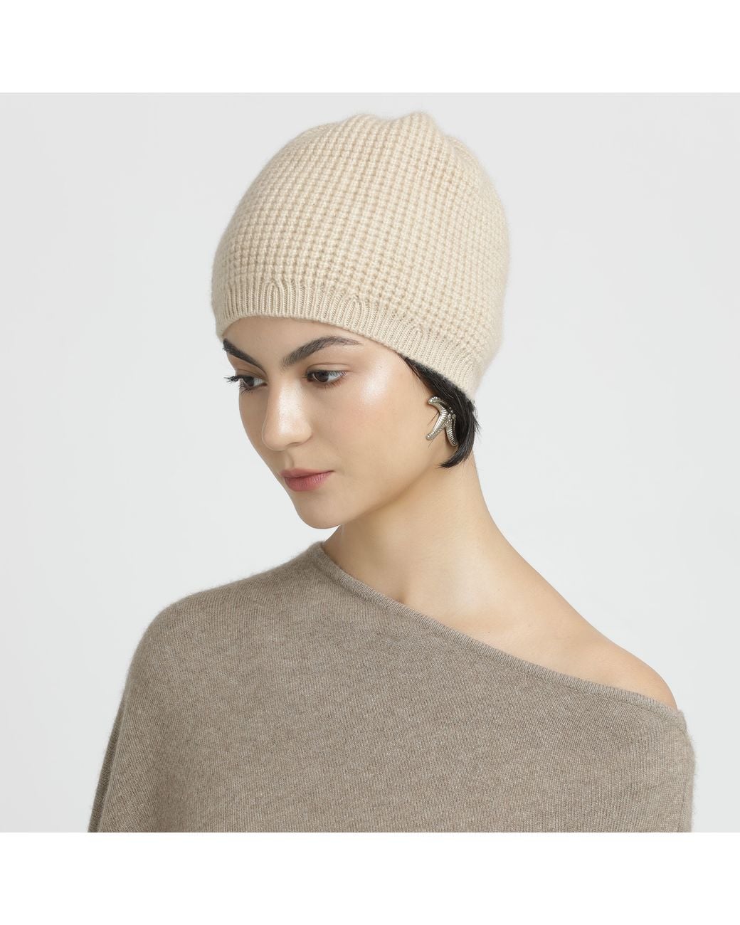 Pink Maharani Natural Knitted Winter Beanie – Ivory