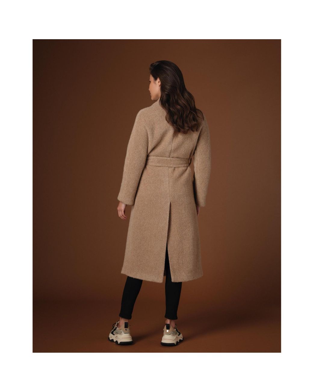 Vulto Brown Neutrals Alpaca Belted Coat