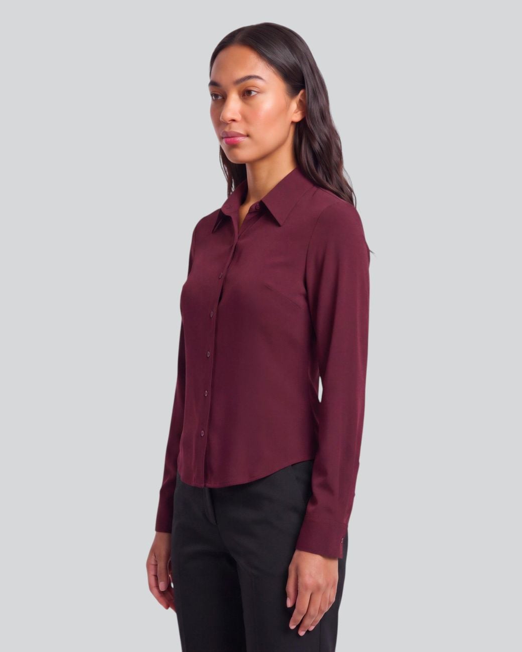 Lords of Harlech Purple Sutton Port Stretch Silk Long-Sleeve Shirt