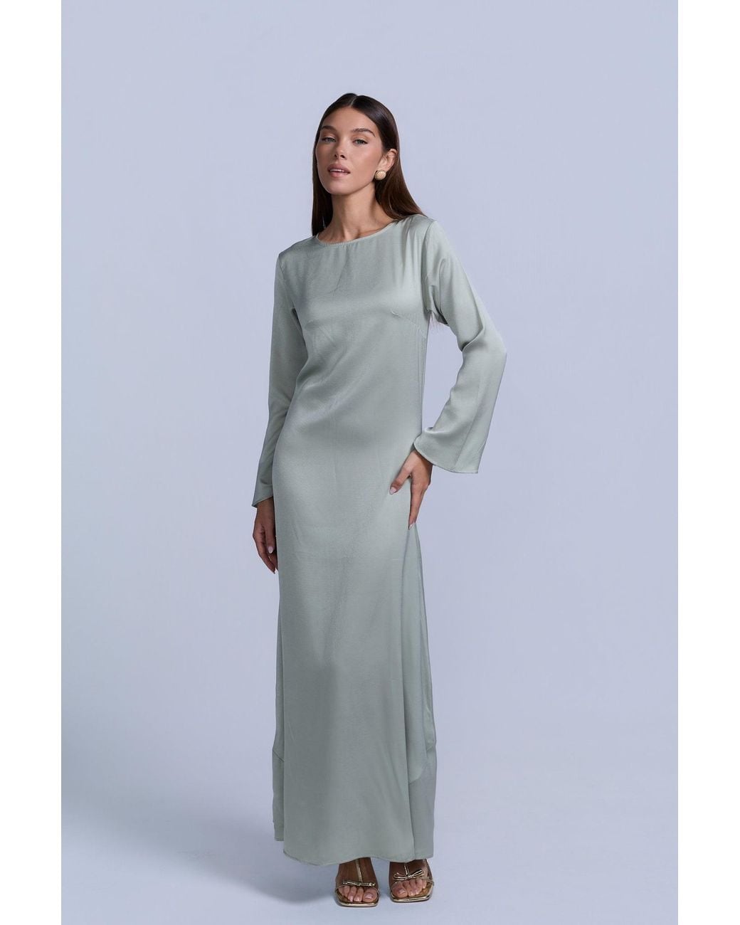 Rave on Trend Green Slip Long Sleeve Dress