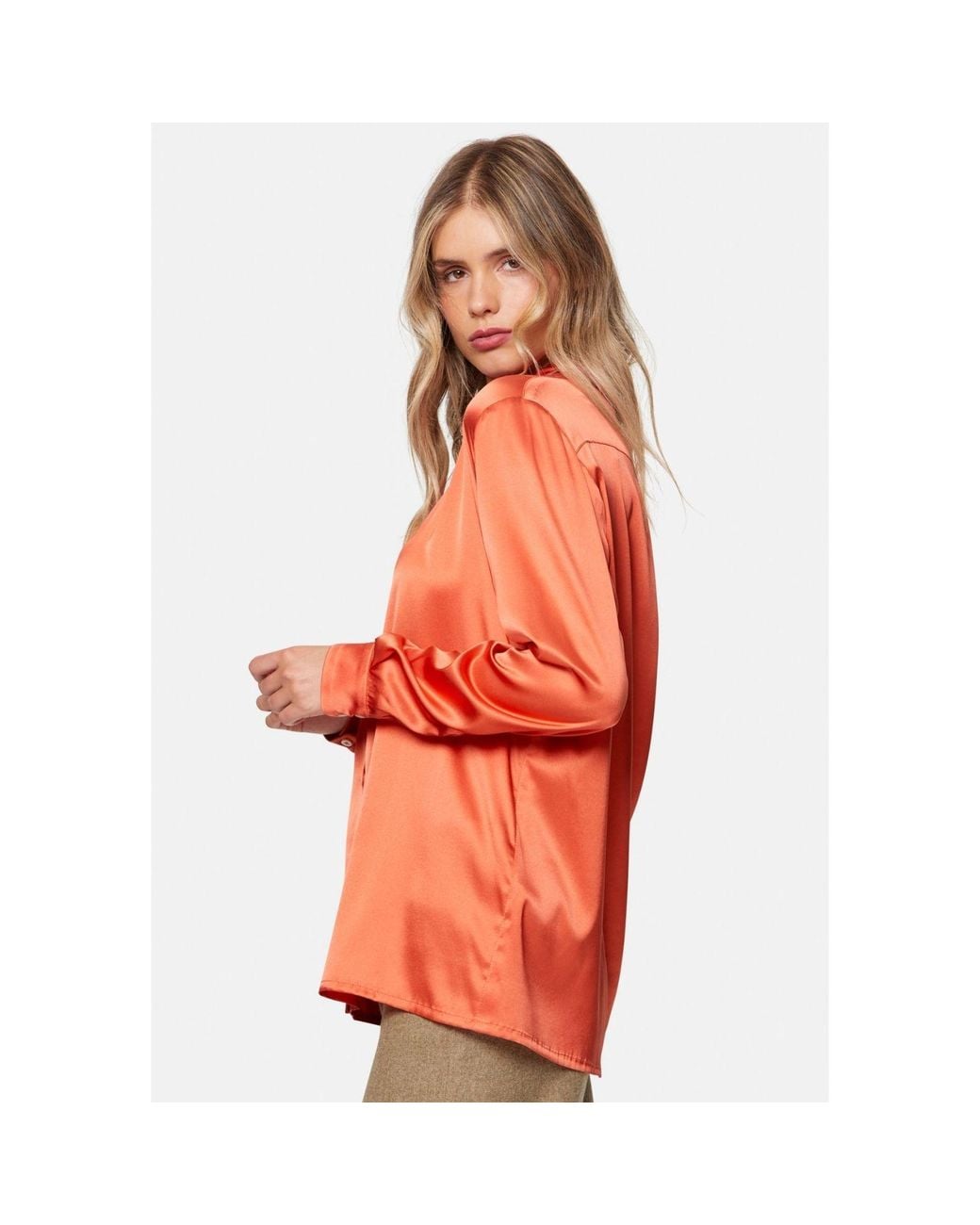 Helen Mcalinden Orange Elsie Silk Utility Shirt