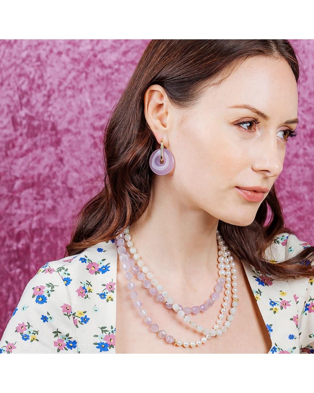 Farra Multicolor Amethyst With Freshwater Pearls Multi-Strands Necklace
