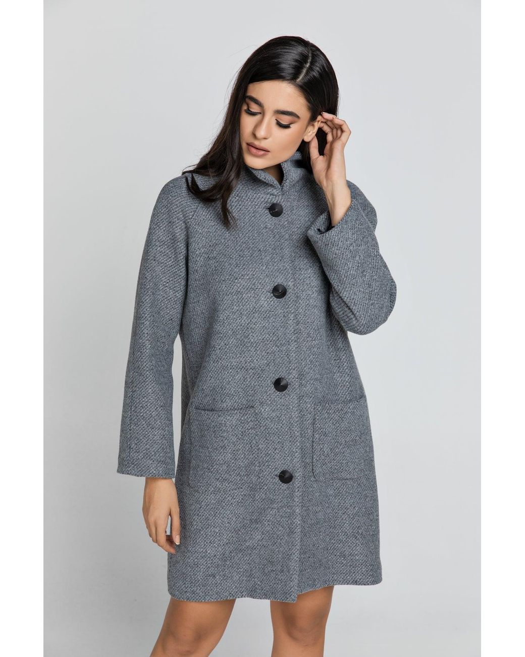Conquista Gray Wool Blend Coat By Fashion