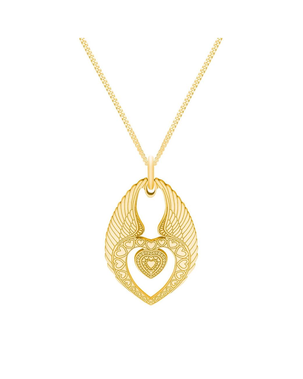 CarterGore Metallic Medium Winged Heart Pendant Necklace