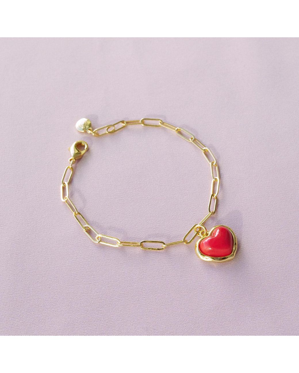 POPORCELAIN Brown Porcelain Heart Charm Bracelet