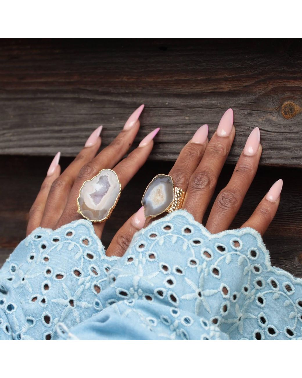 YAA YAA LONDON Metallic Neutral Mega Gemstone Gold Statement Ring