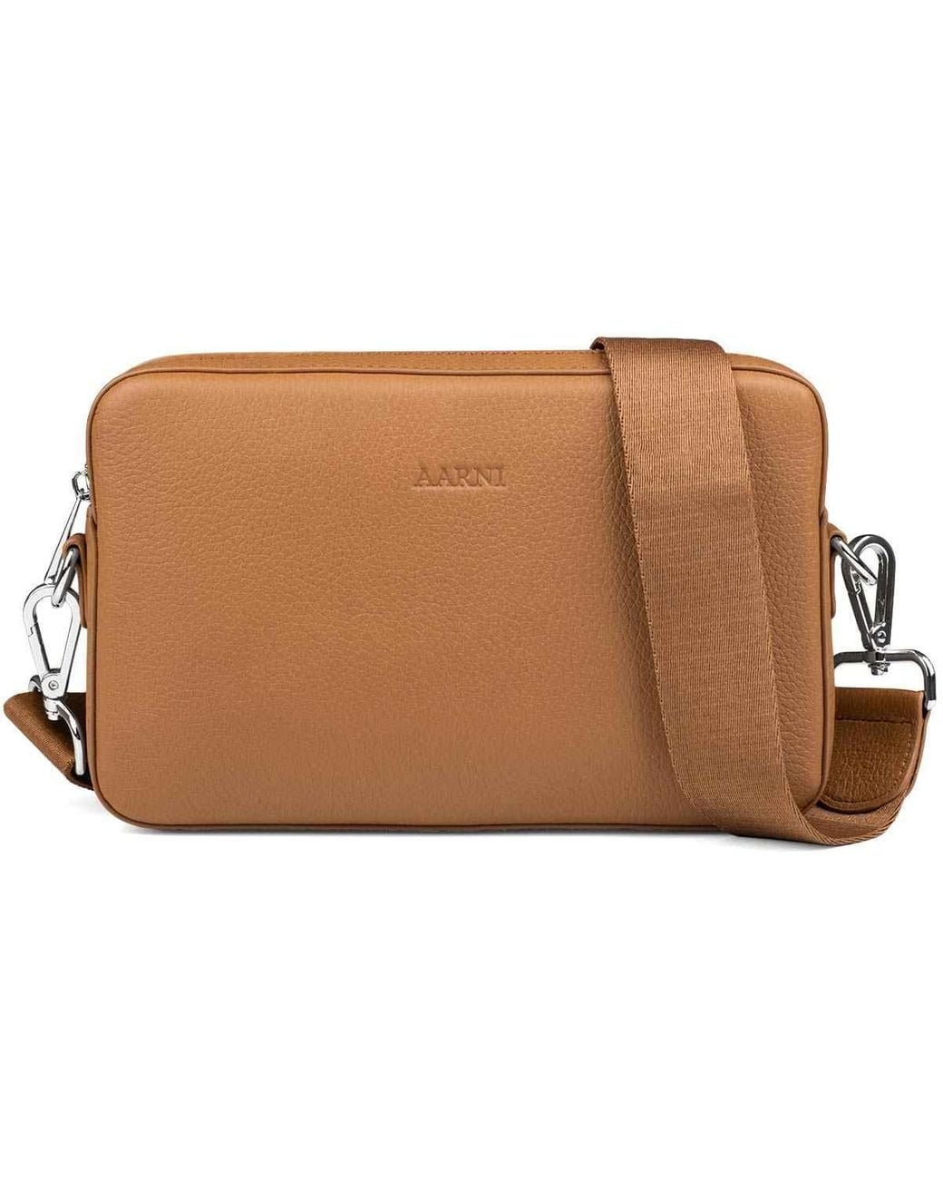 Aarni Brown Large Crossbody Bag, Cognac
