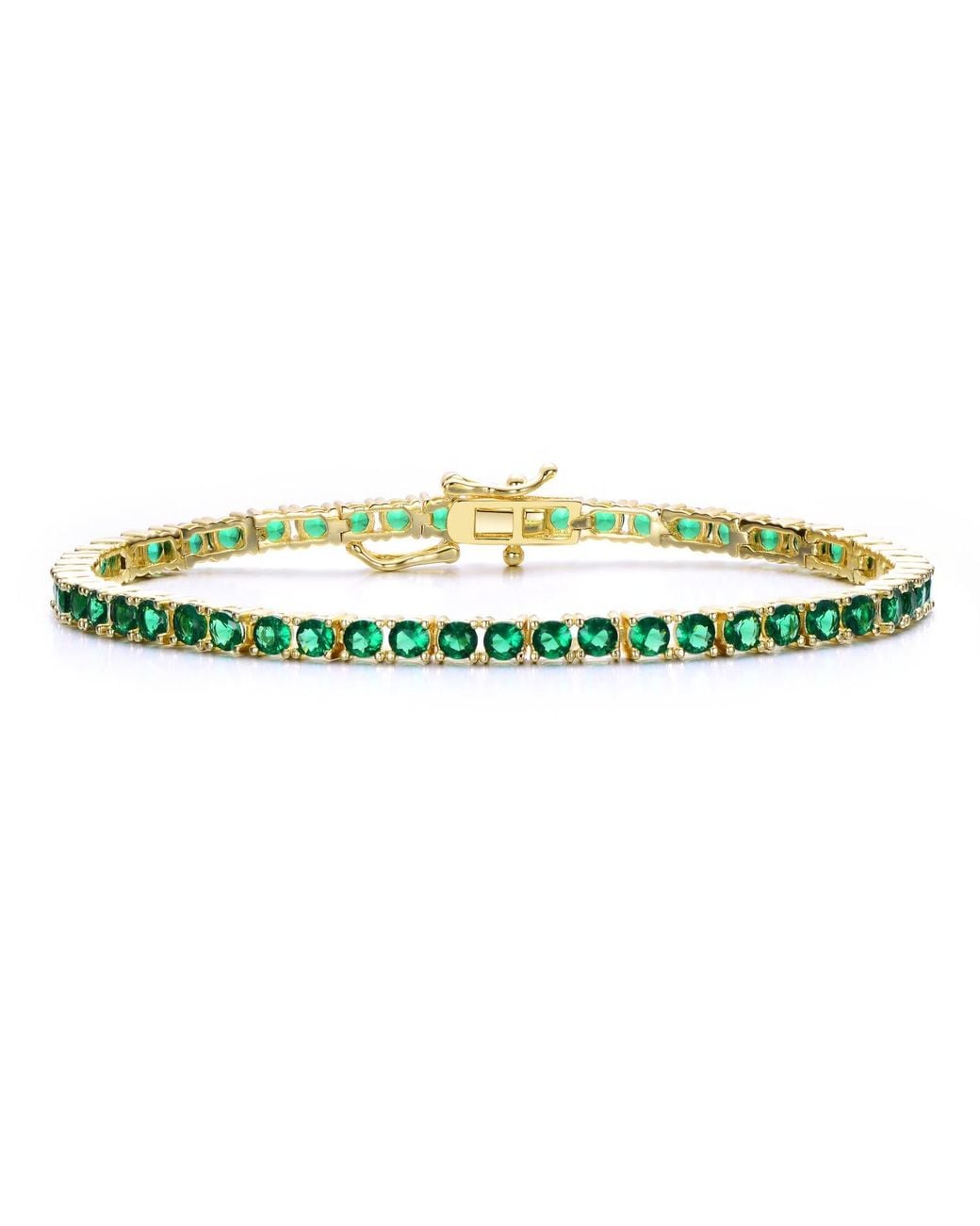Genevive Jewelry Green Rachel Glauber Plated Cubic Zirconia Tennis Bracelet