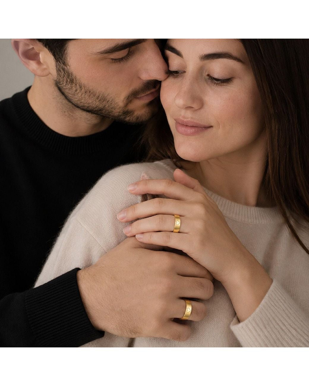 Unaloe Yellow Heart Engraved Couple Band Rings for men