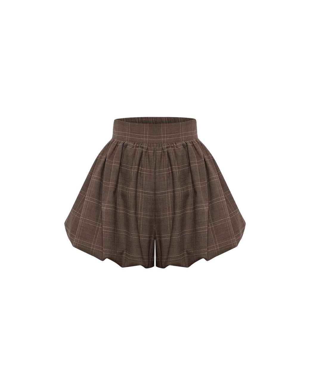 Thisisu Collection Brown Romy Plaid Bubble Shorts –