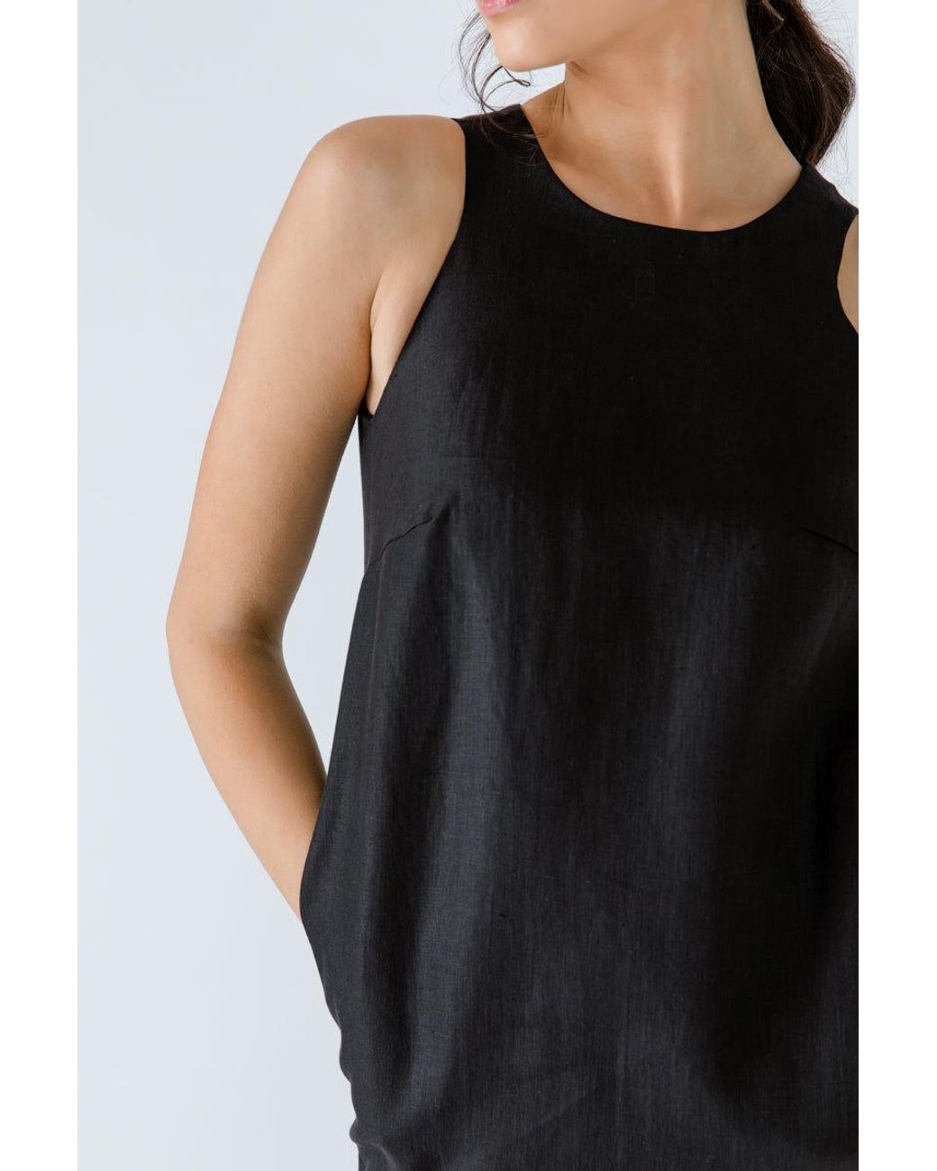 Conquista Black Sleeveless Sack Dress