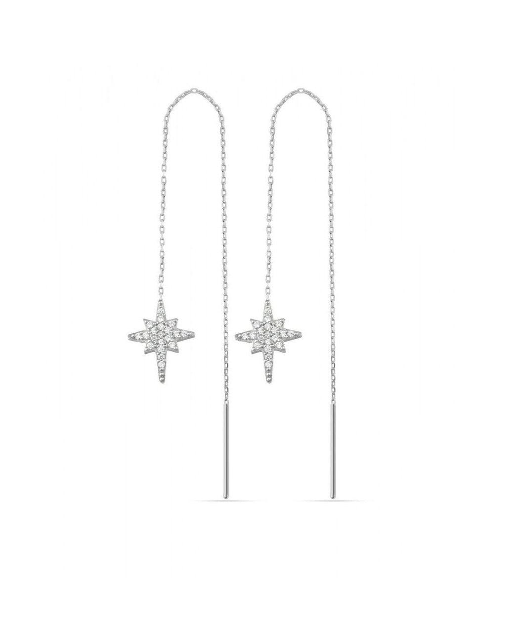 Spero London White Northernstar Starburst Sterling Chain Drop Earring