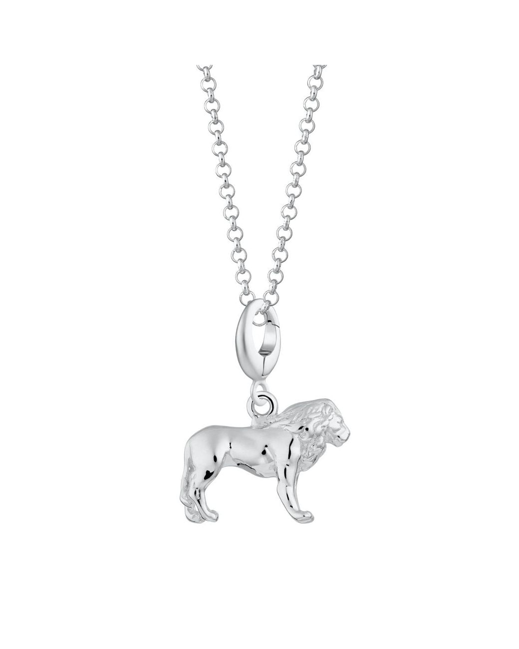 Lily Charmed Metallic Sterling Lion Charm Necklace