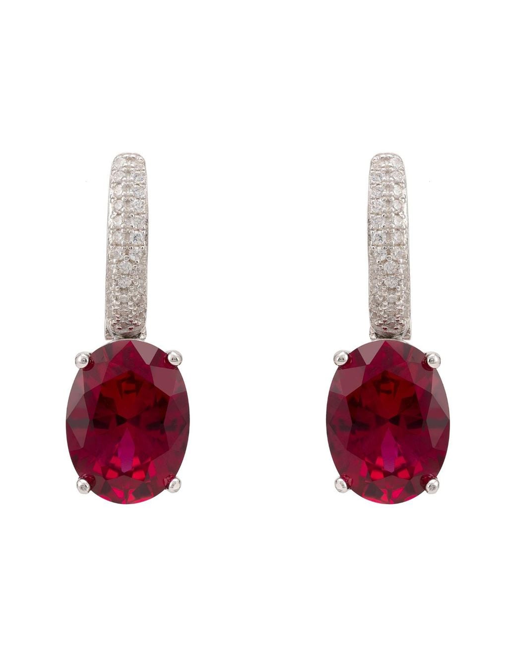 Latelita London Red Alexandra Oval Drop Earrings Ruby