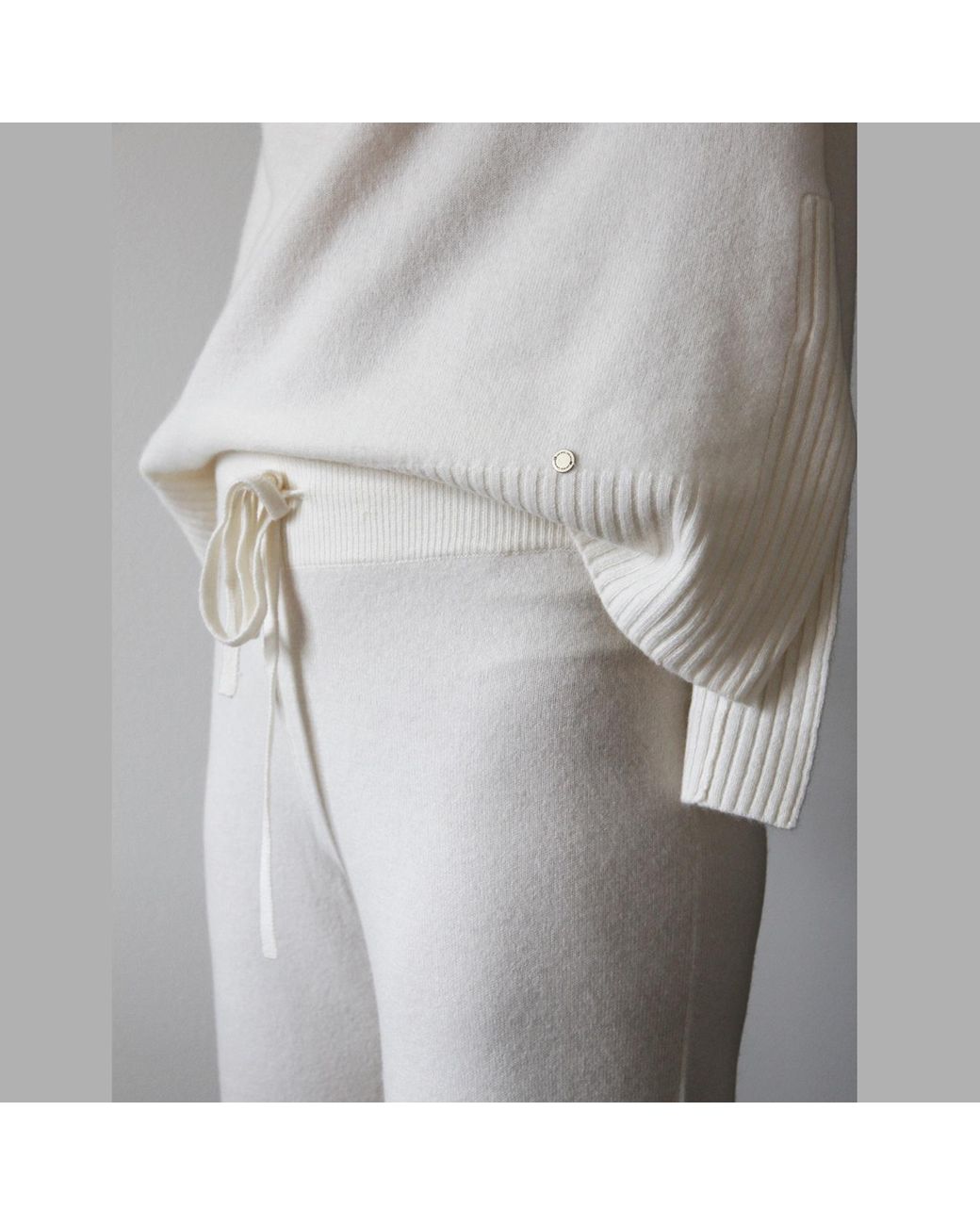 tirillm White Andrea Merino Wool Loose Fitted Trouser- Off