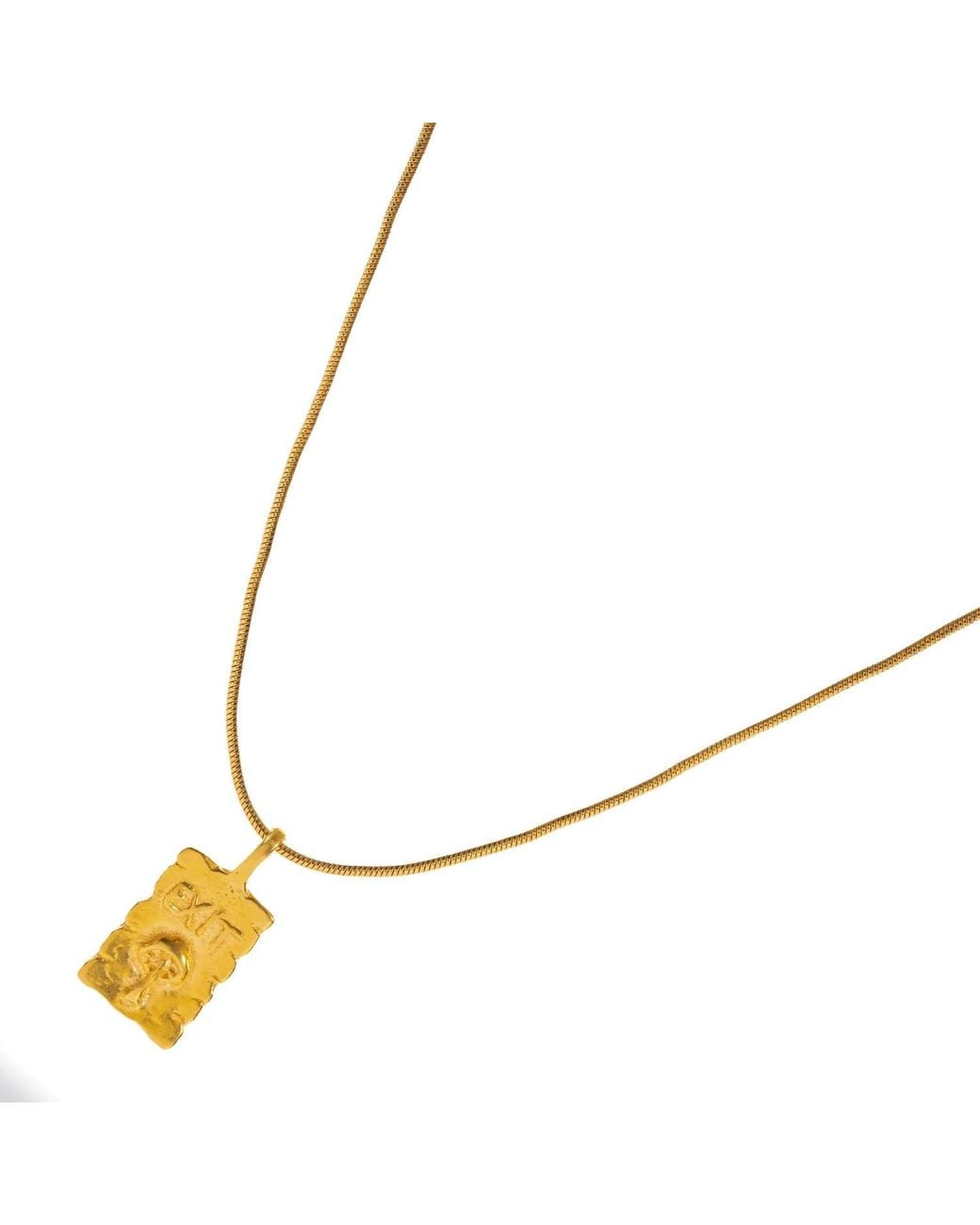 Ebru Jewelry Metallic Find Your Way Exit Engraved Pendant Necklace