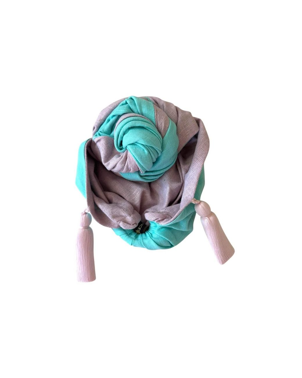 Julia Clancey Green Edith Aqua Reversible Tassels Turban