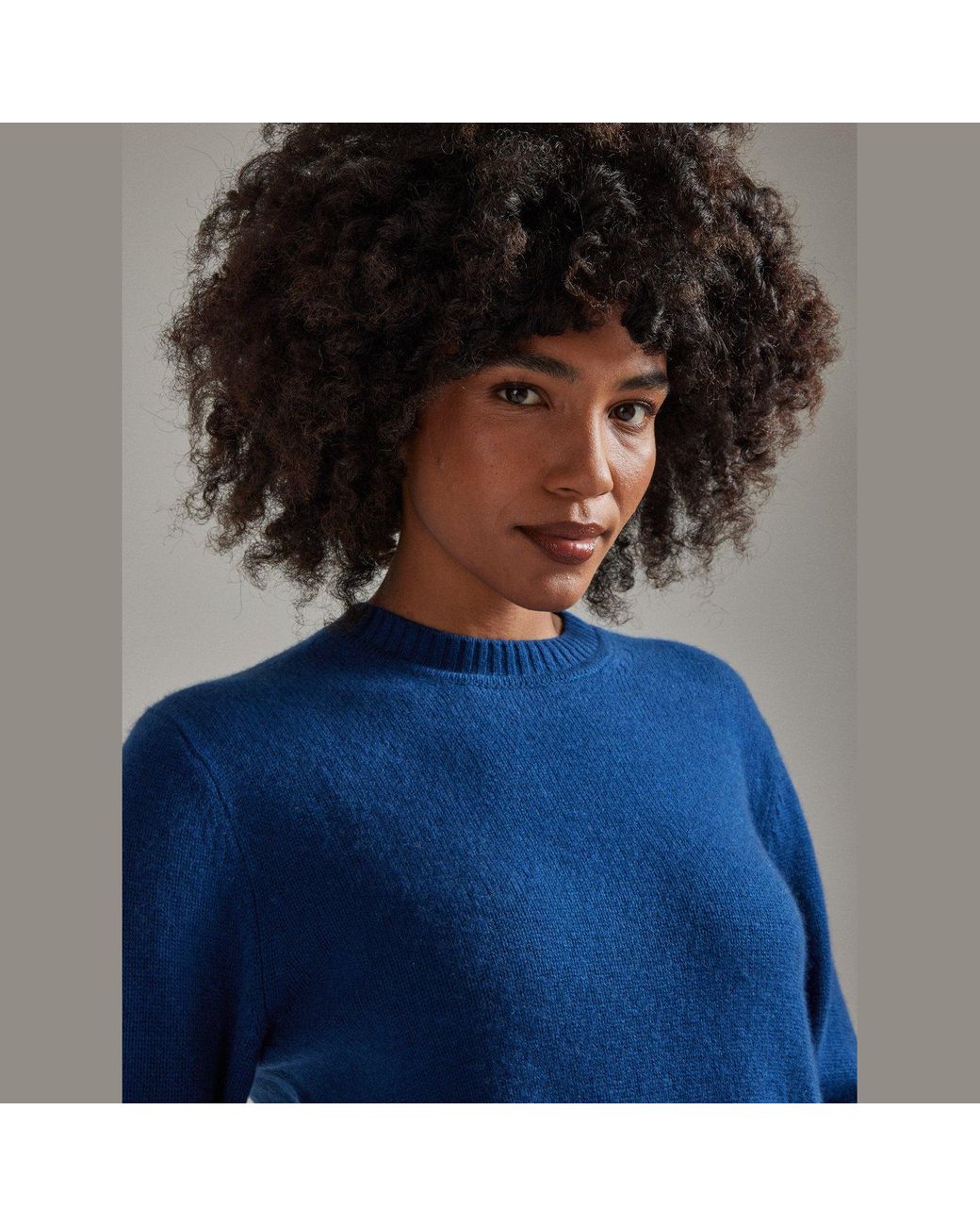 Salts Cashmere Blue Lofty Knit Crew Neck Sweater