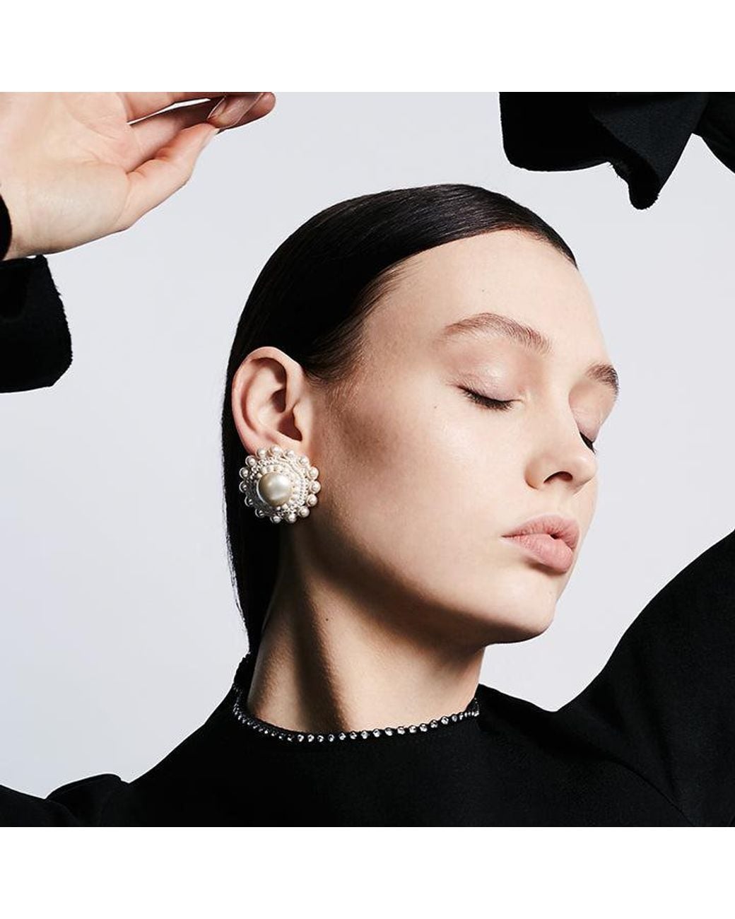 PINAR OZEVLAT White Neutrals Cream Rose Pearl Studs