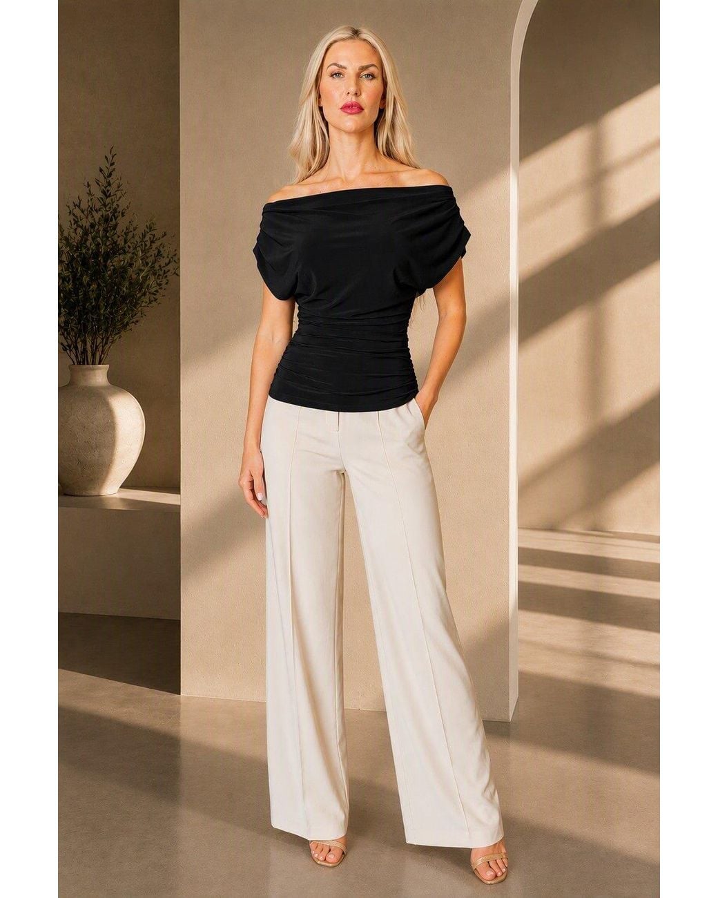 Atom Label Black Carbon Bardot Occasion Top