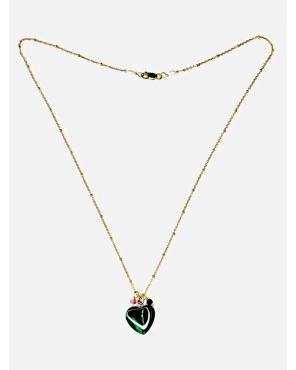 Lexi Jewelry Metallic Malachite Heart Necklace