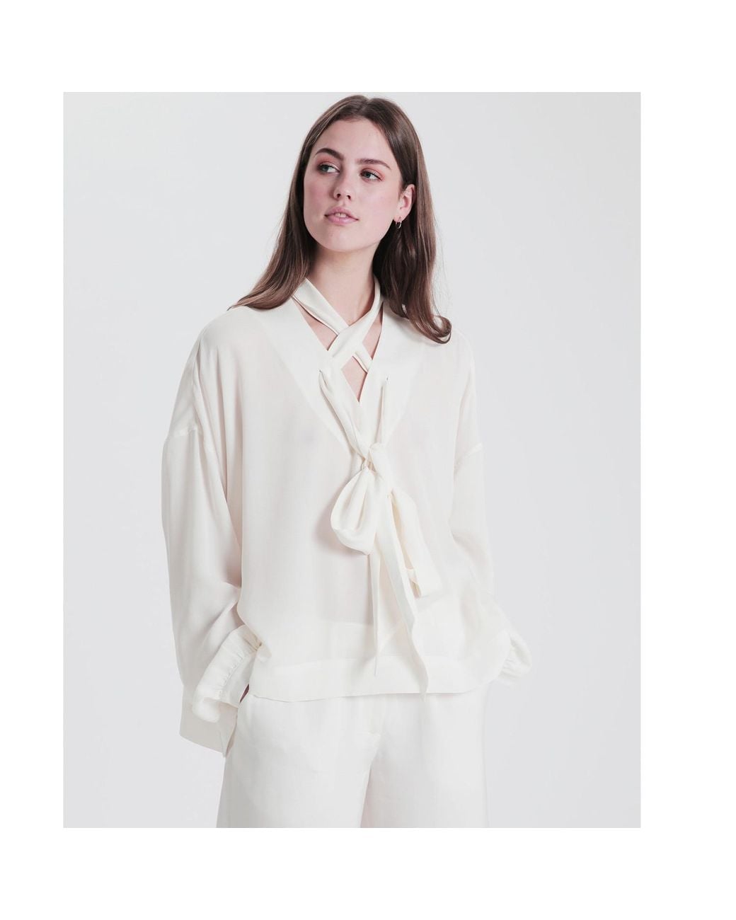 tirillm White Sadie Silk Blouse