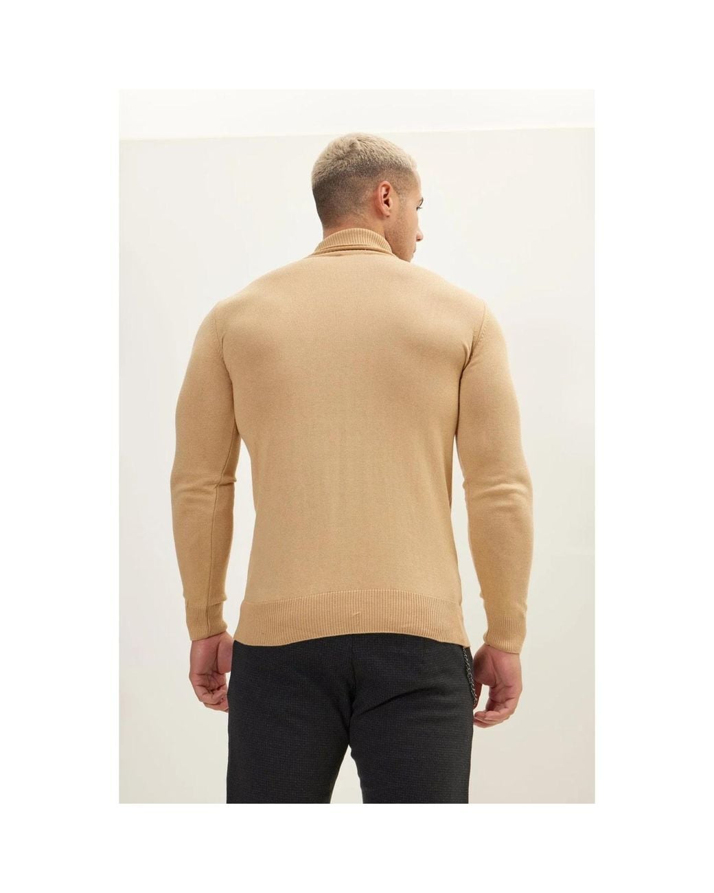 Ron Tomson Natural Neutrals Roll Neck Knit Sweater for men