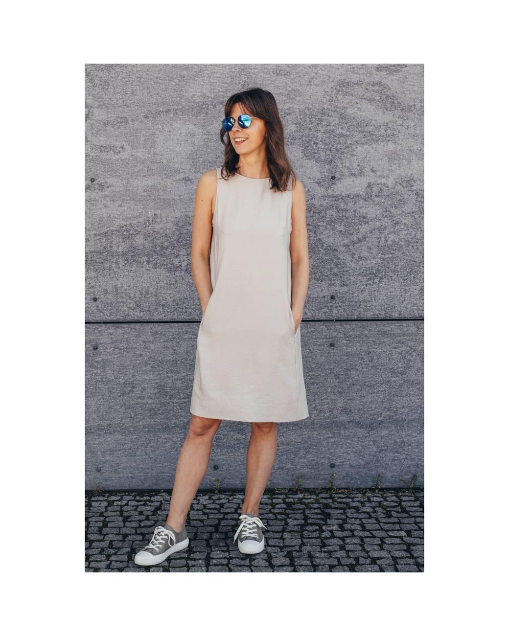 Oh!Zuza Pink Neutrals Echo Viscose Midi Dress With Pockets – Light