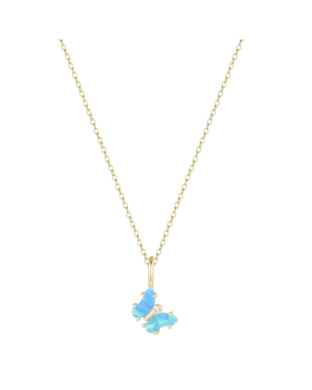 KAMARIA Metallic Mini Opal Butterfly Charm Necklace