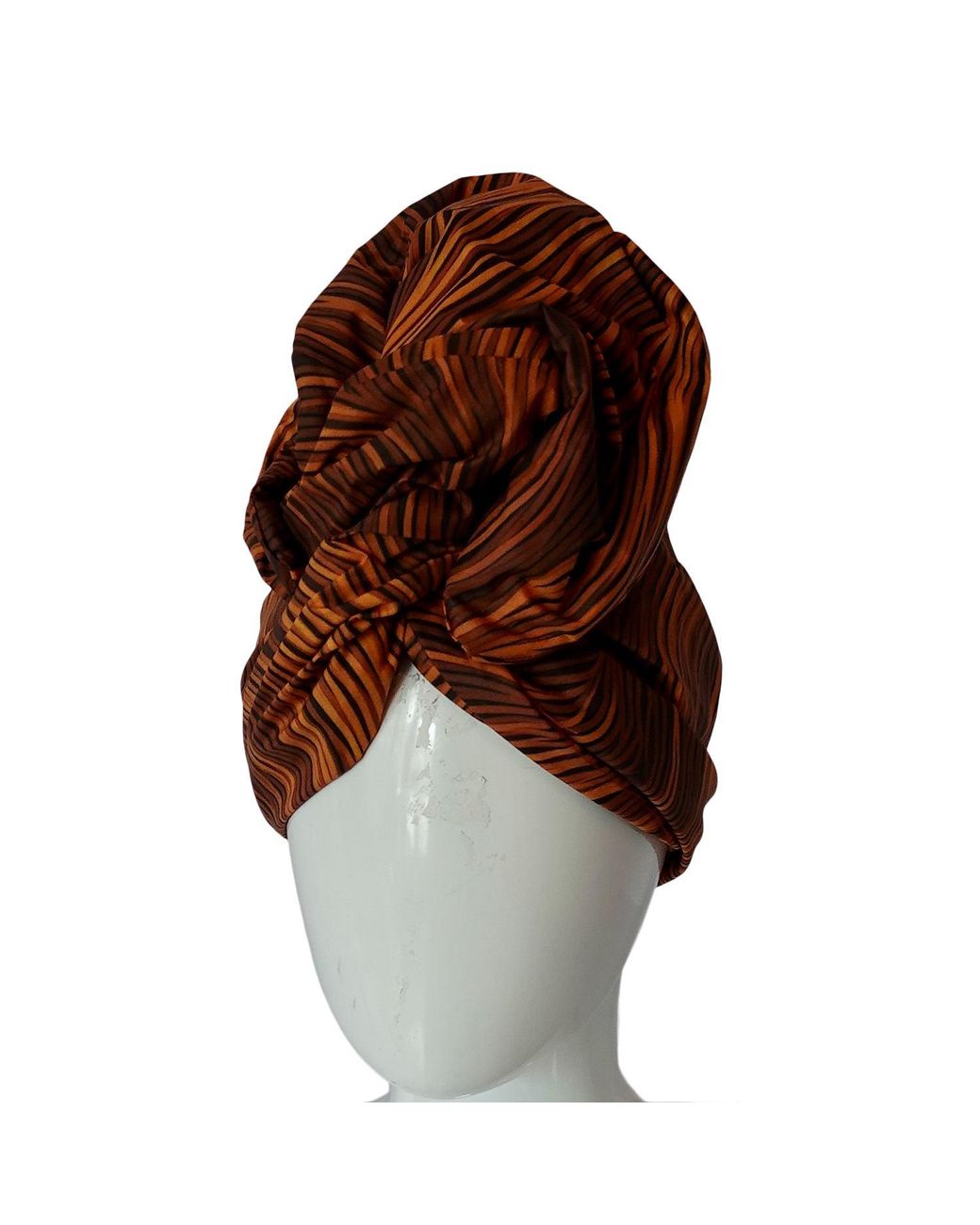 Romer Millinery Brown Neutrals Twisturban Turban Auburn Waves Faux Coiffure