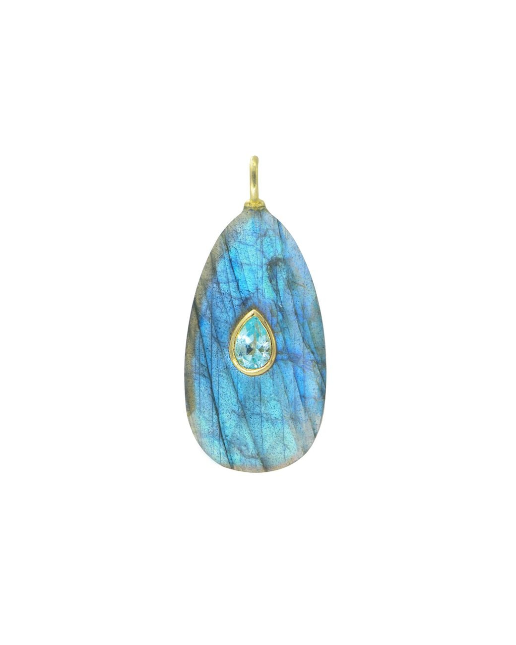KAMARIA Green Labradorite Gemstone Pendant With Topaz