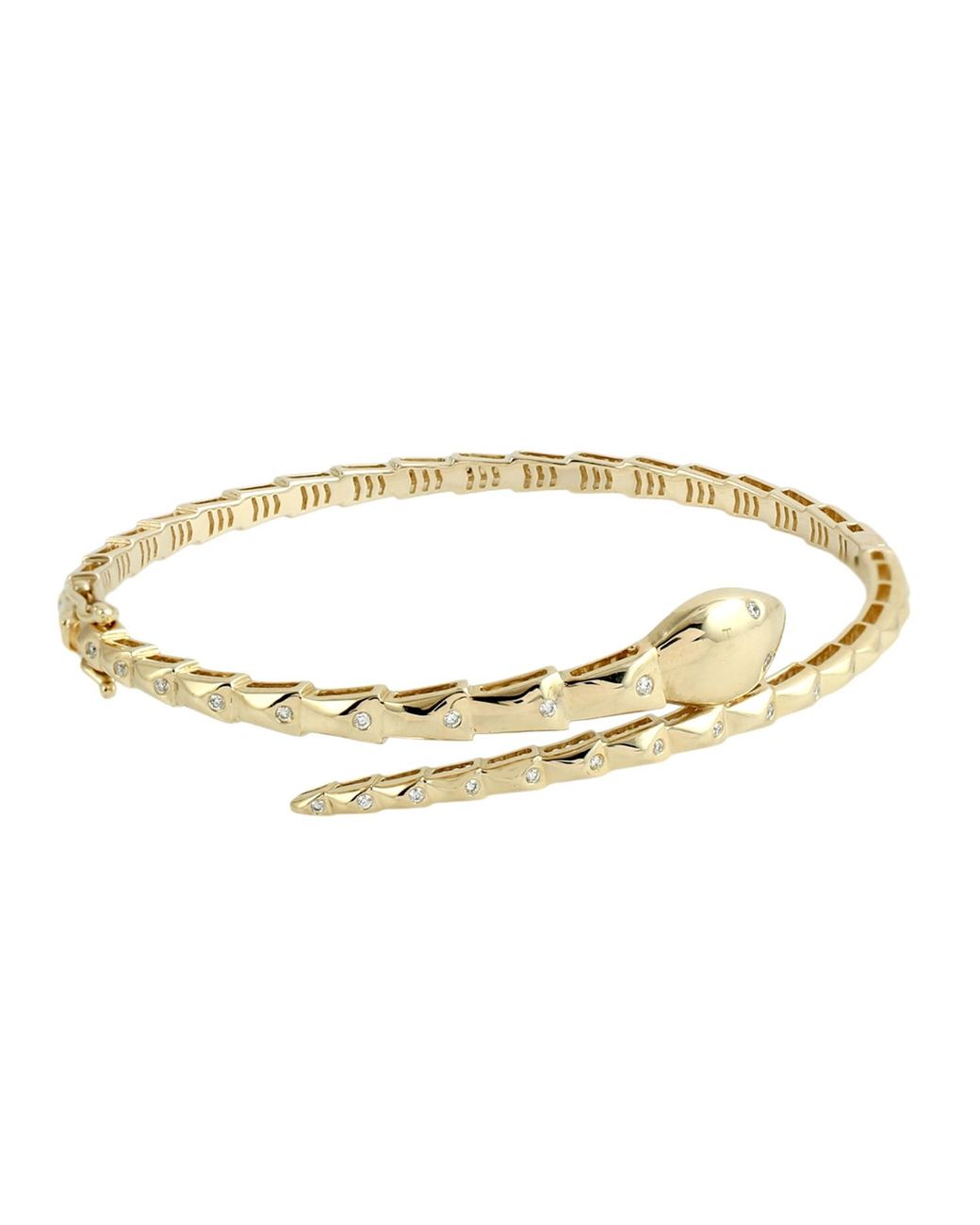 Artisan Metallic Diamond Snake Wrap Bangle Bracelet