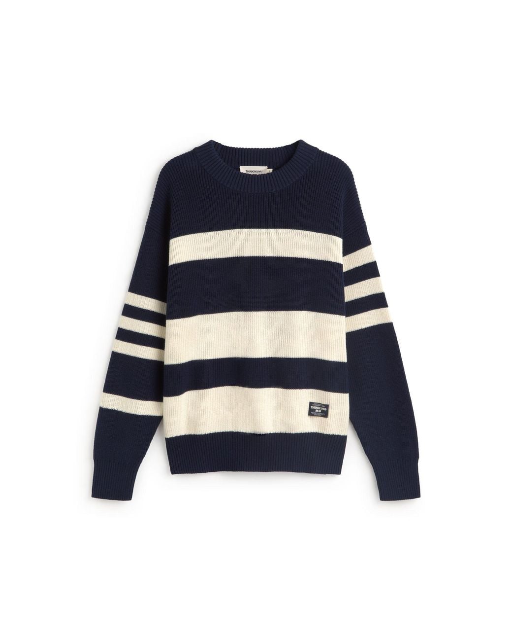 Thinking Mu Blue Organic Cotton Striped Sweater Santos for men