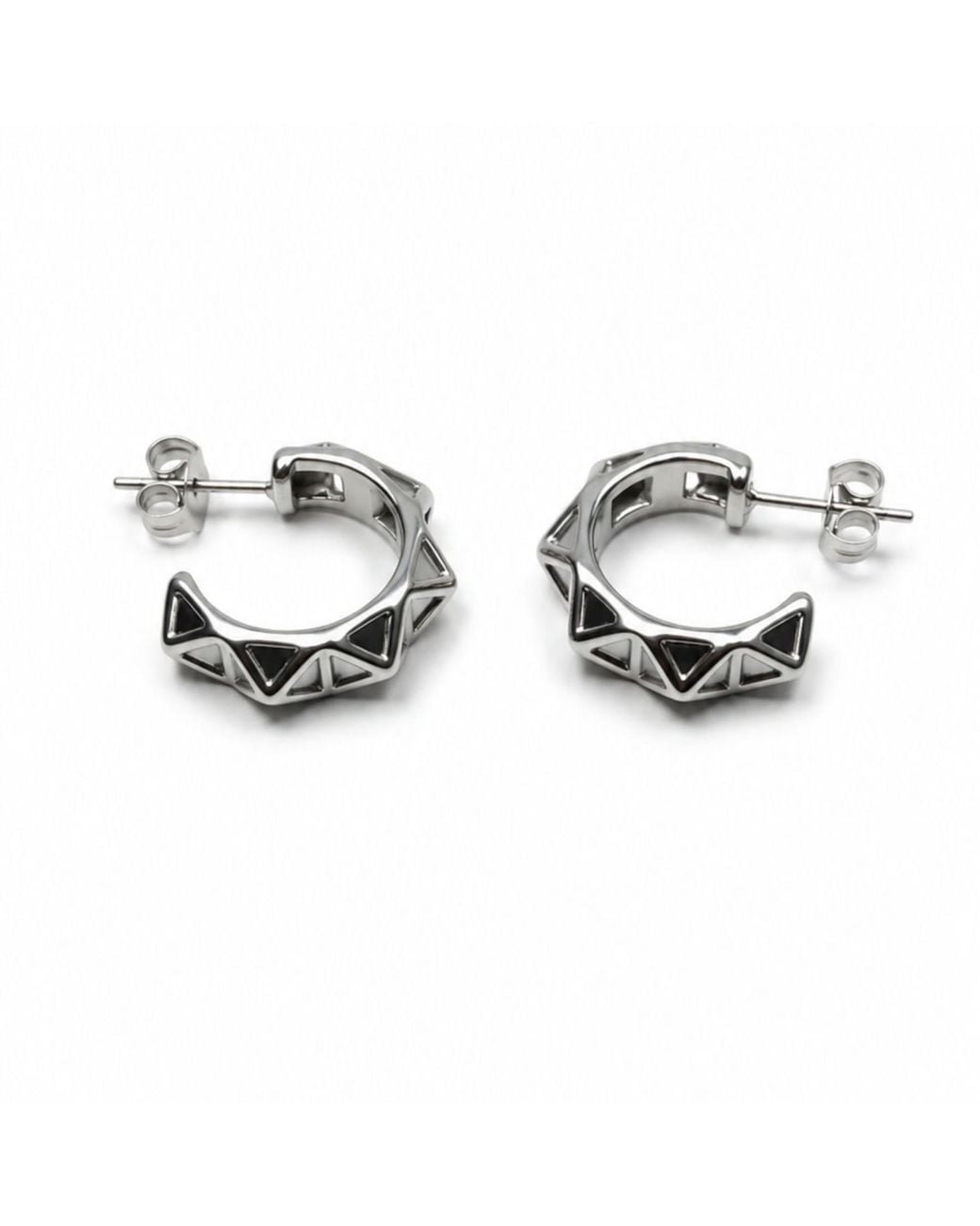 Jagged Halo Jewelry Metallic Jagged Haop Earrings Stainless Steel Rhodium Plating