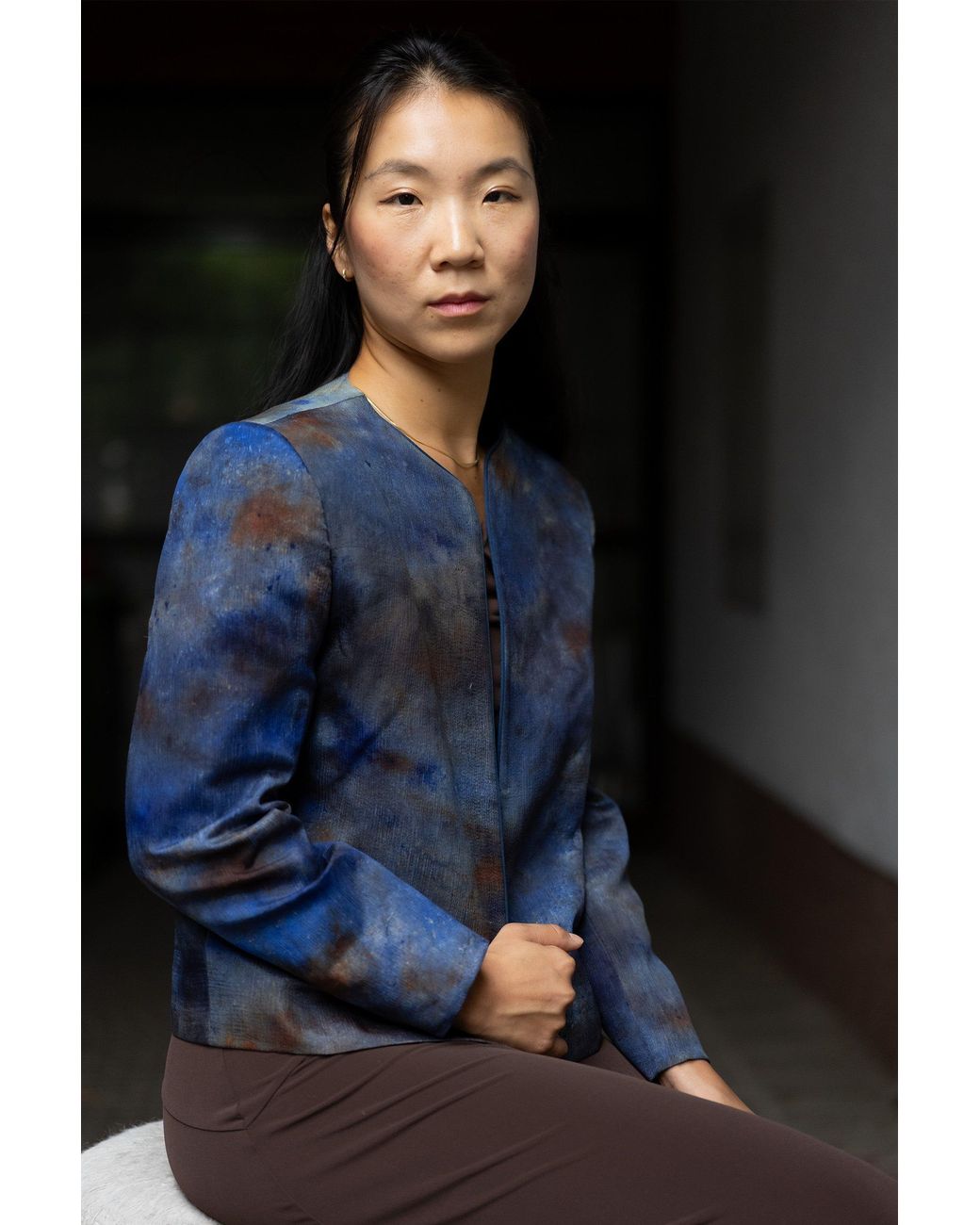 Stovaria Blue Midnight Pure Silk Statement Jacket