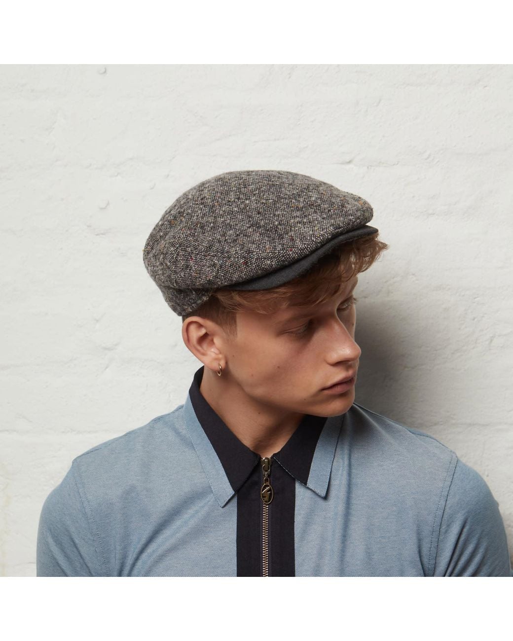 Dasmarca Hats Gray Neutrals Tailor Tweed Ukrainian Tweed Wool Cap For for men