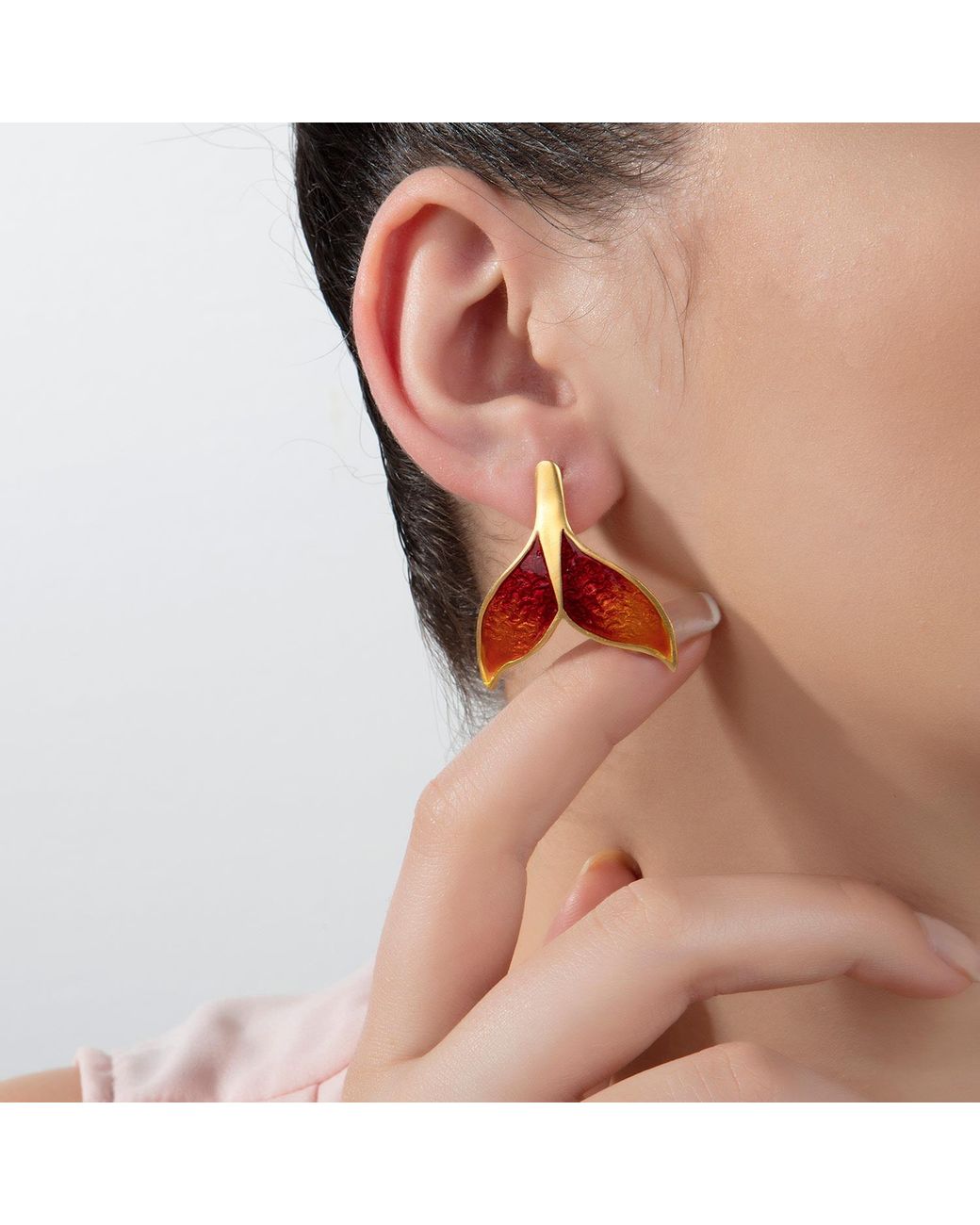 Milou Jewelry Orange Whale Tail Earrings
