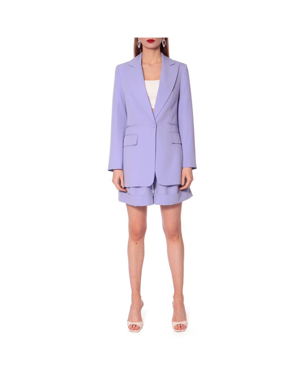 AGGI by HALEWSKI Purple Laura Lavender Single Breasted Midi Blazer
