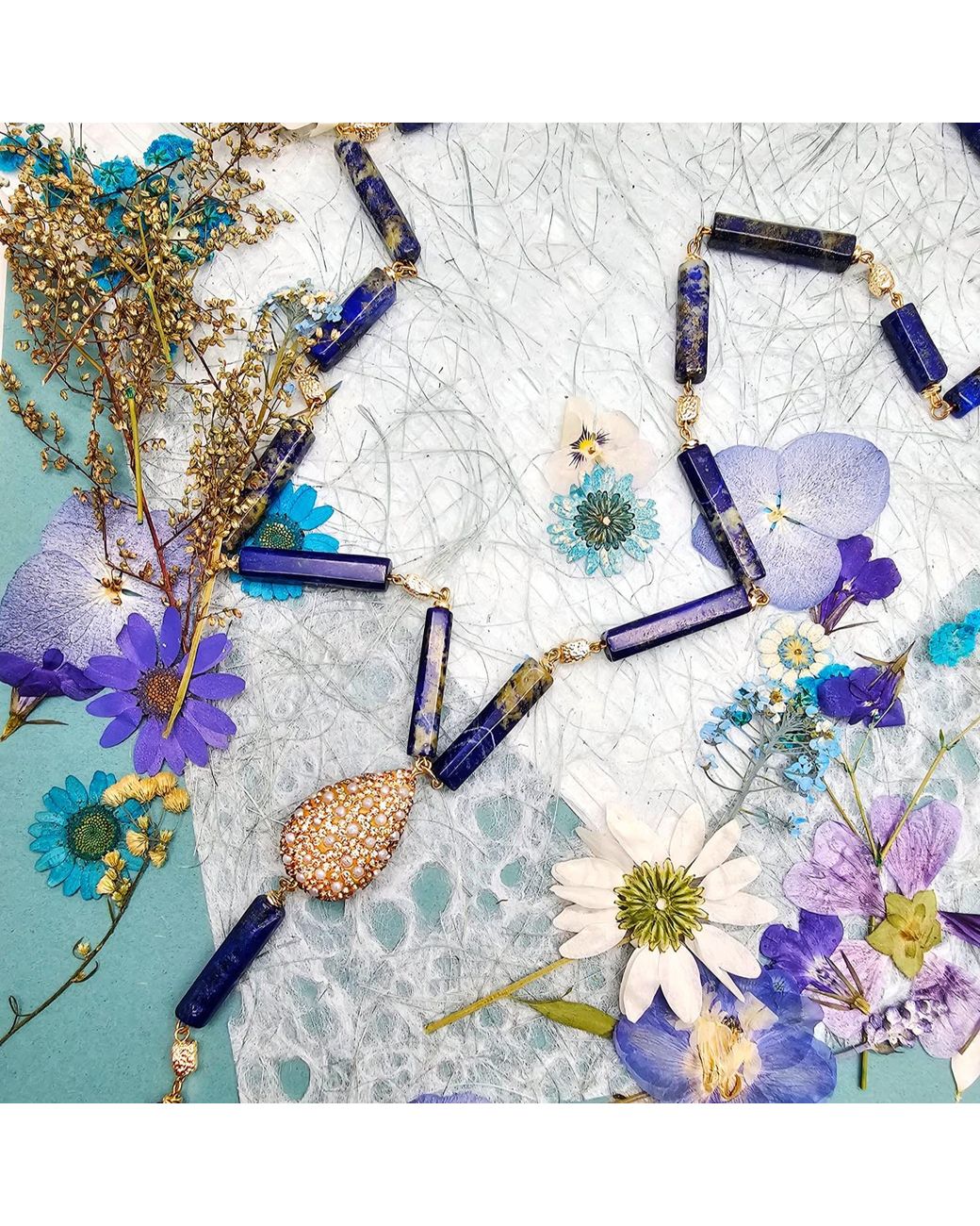 Farra Brown Lapis Y Shape With Tassel Necklace