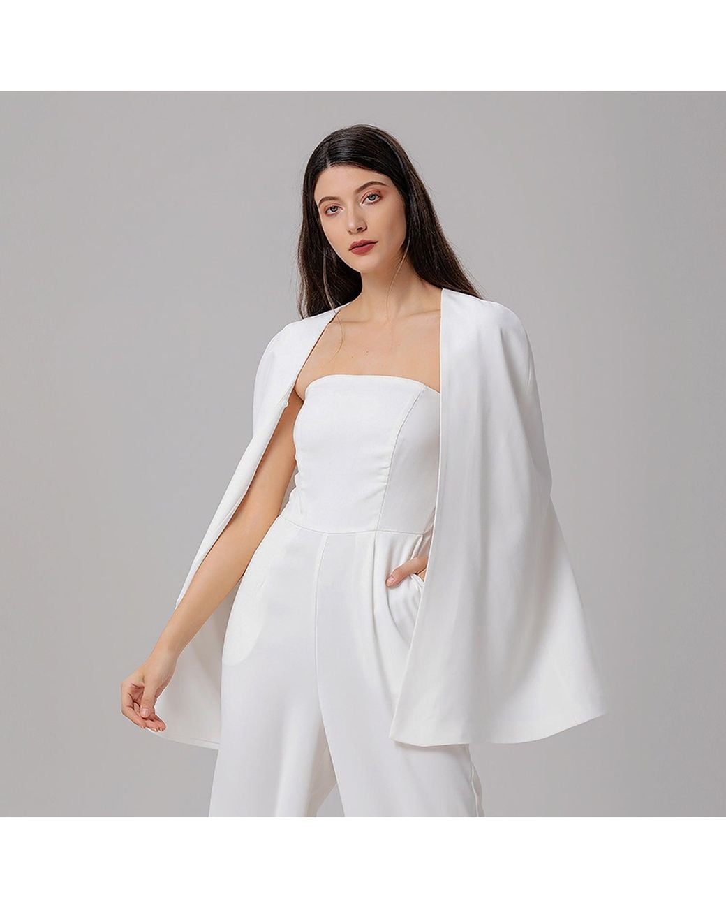 Smart and Joy White Minimalist Evening Cape