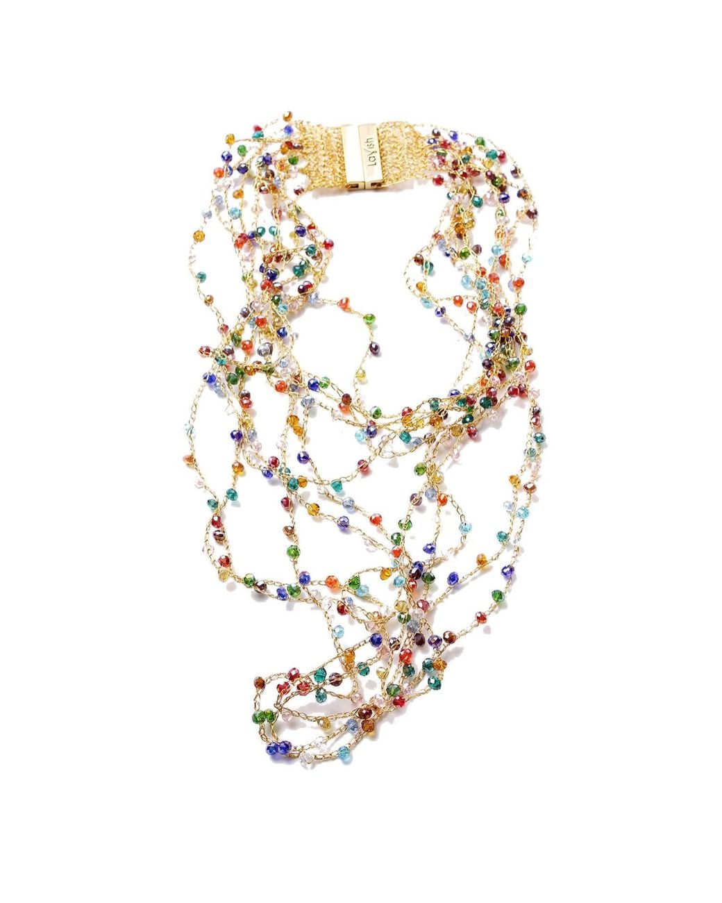 Lavish by Tricia Milaneze Metallic Multicolor Multi Strings Handmade Necklace