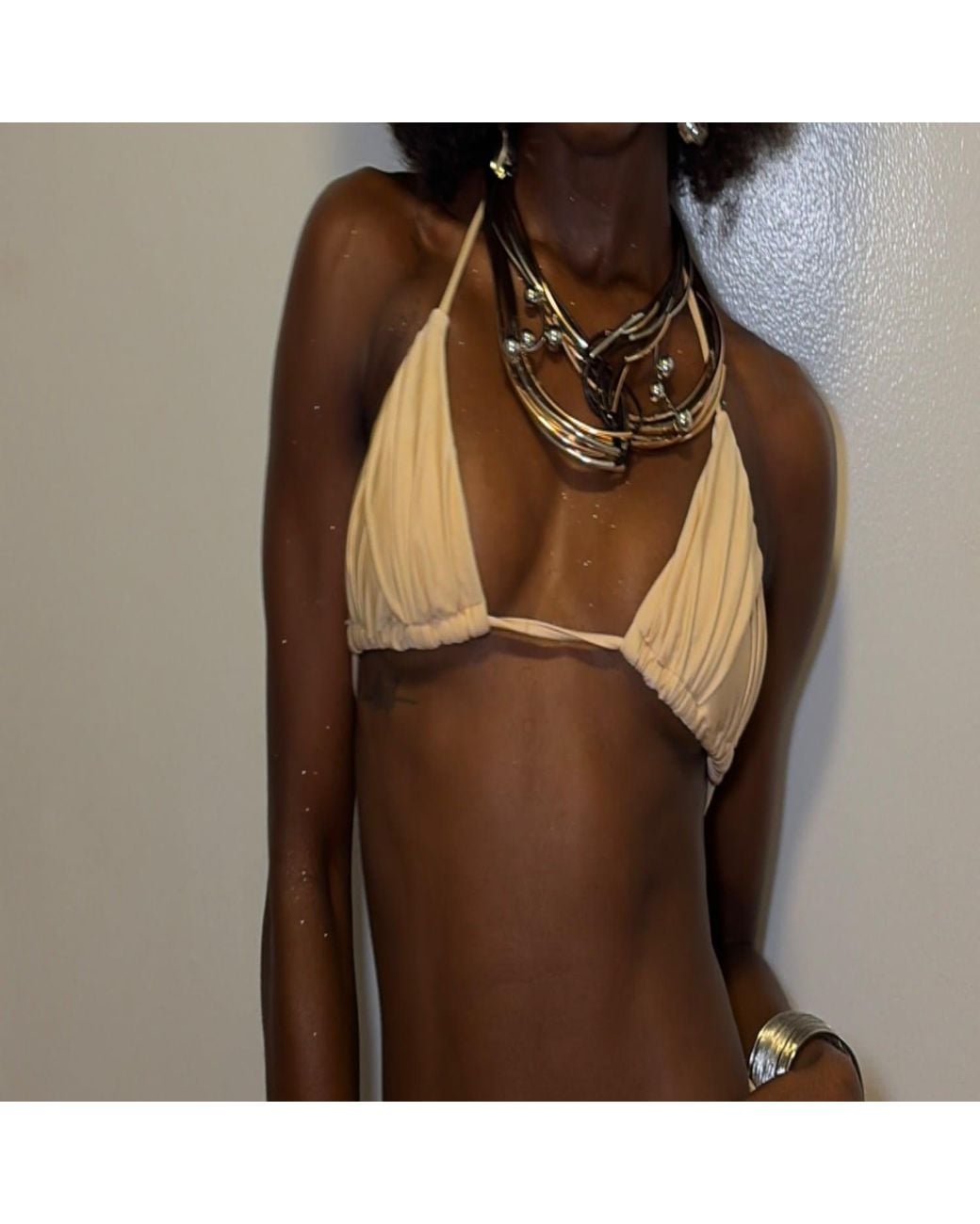 Bellaria Pink Neutrals Champagne Satin Bikini