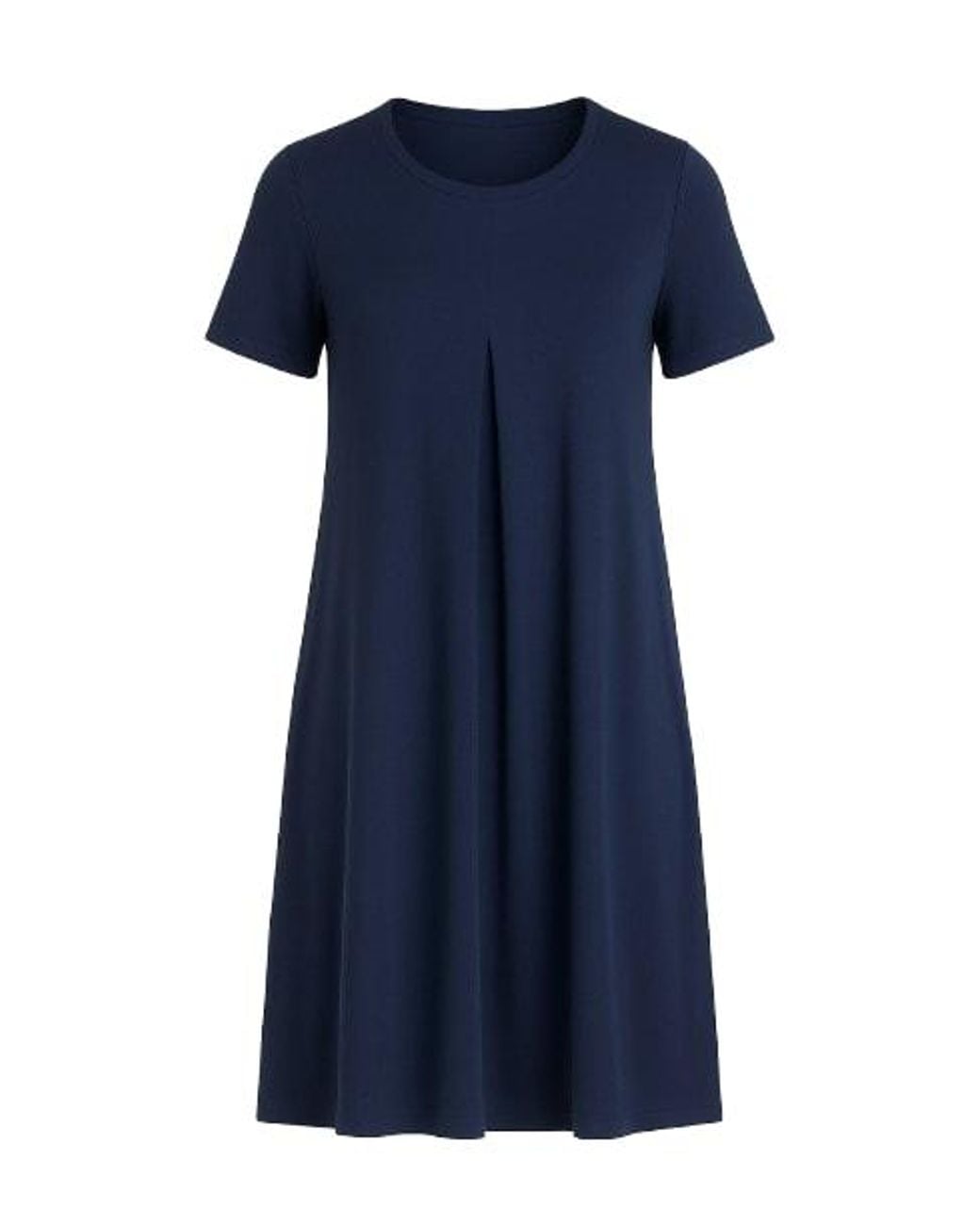 Conquista Blue Short Sleeve Pleat Detail Dress