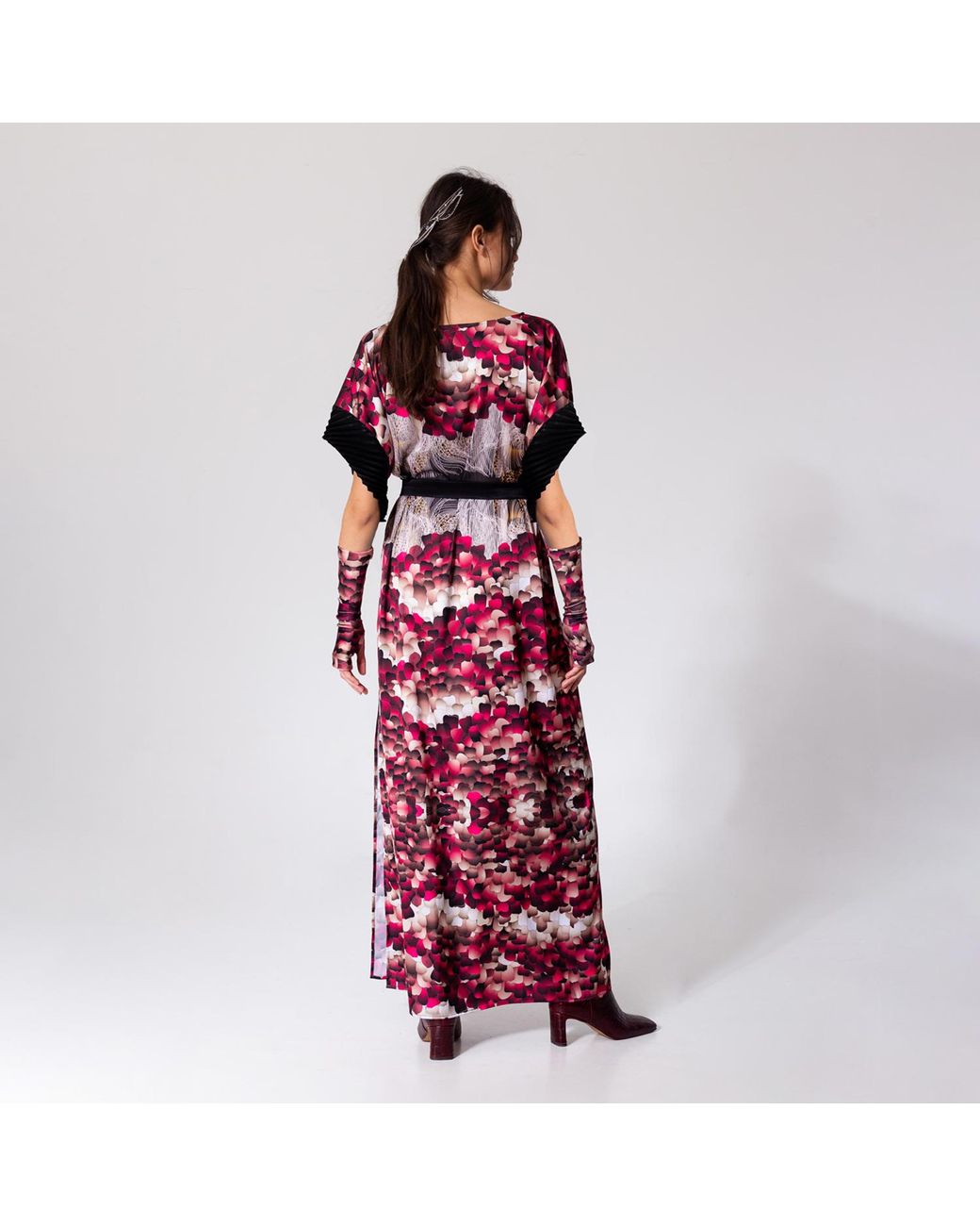 ARTISTA Purple Feathers Long Dress